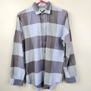 Vintage Cacharel Winter Lights Cotton Windowpane Colorblock Button Down Shirt M